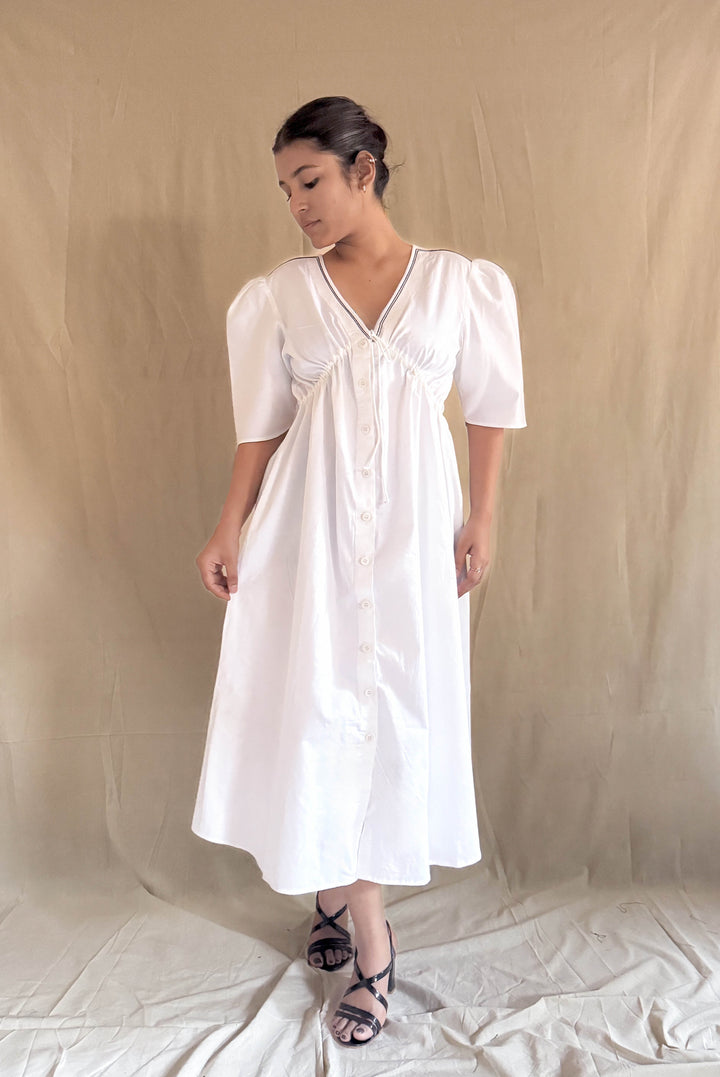 White Adjustable Midi Dress