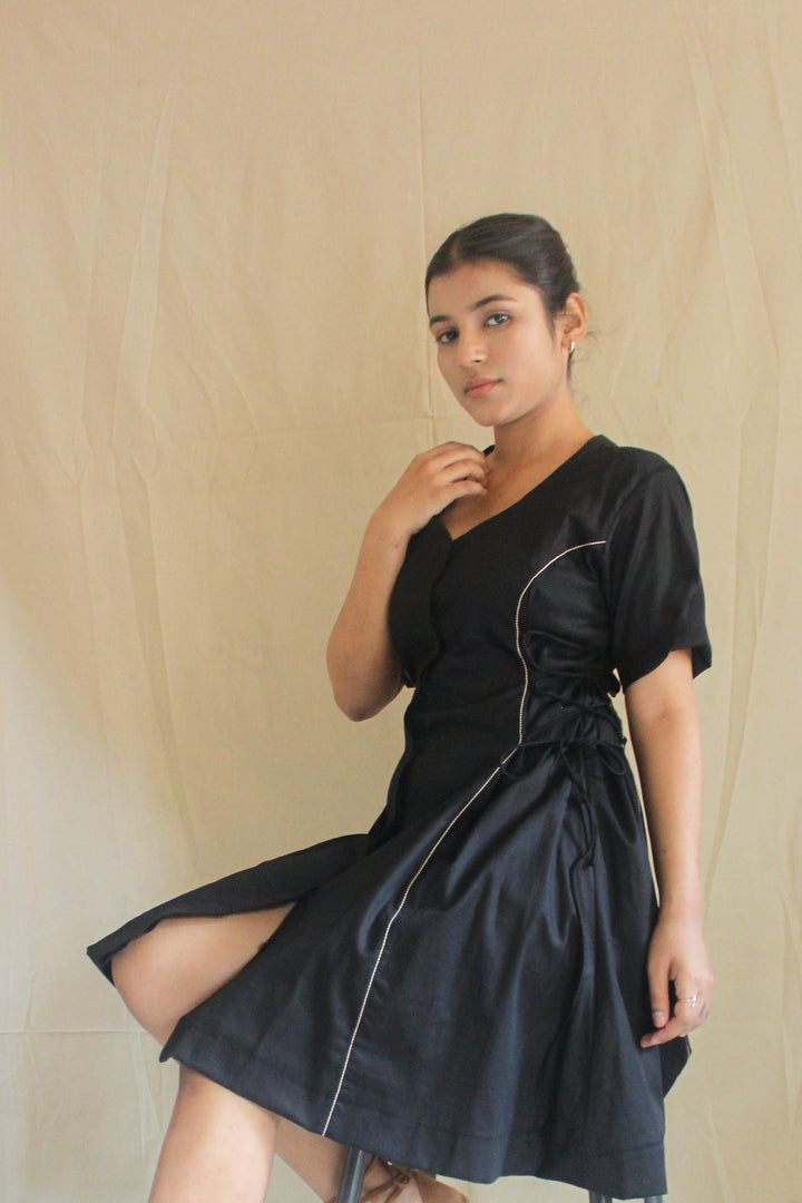 Black Timeless Side Tie-Up Dress