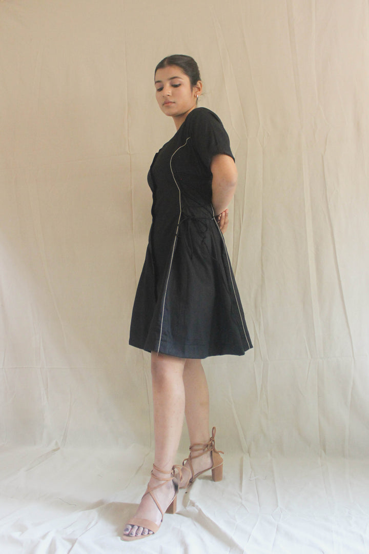 Black Timeless Side Tie-Up Dress