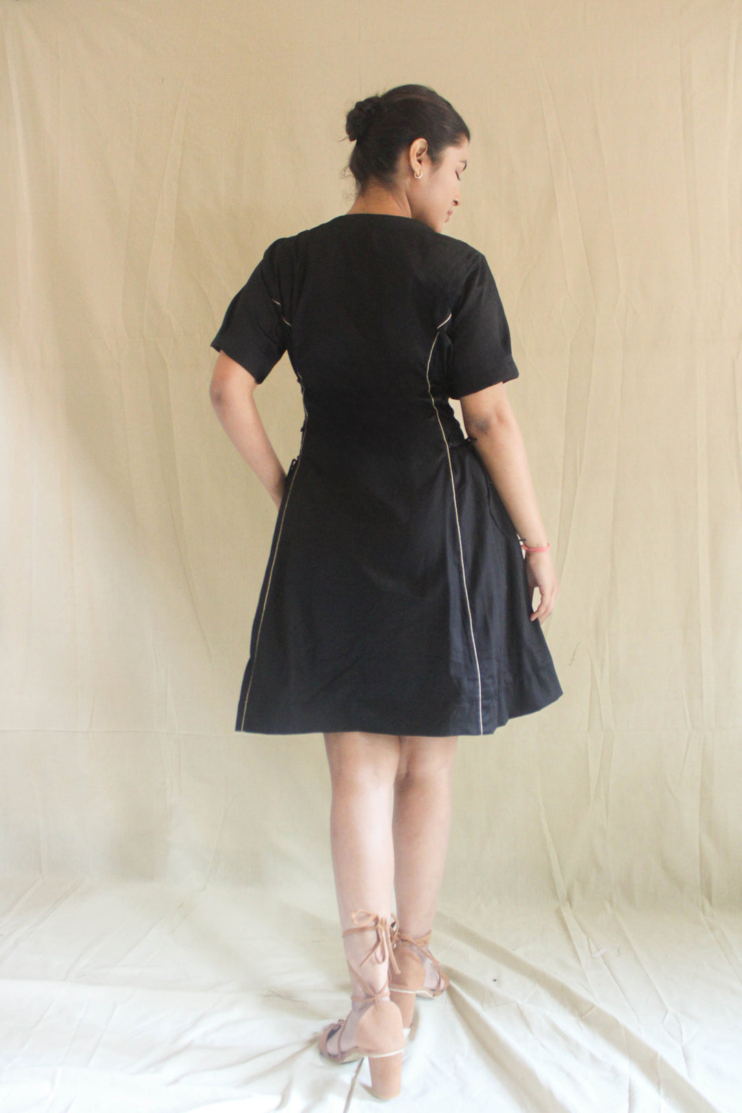 Black Timeless Side Tie-Up Dress