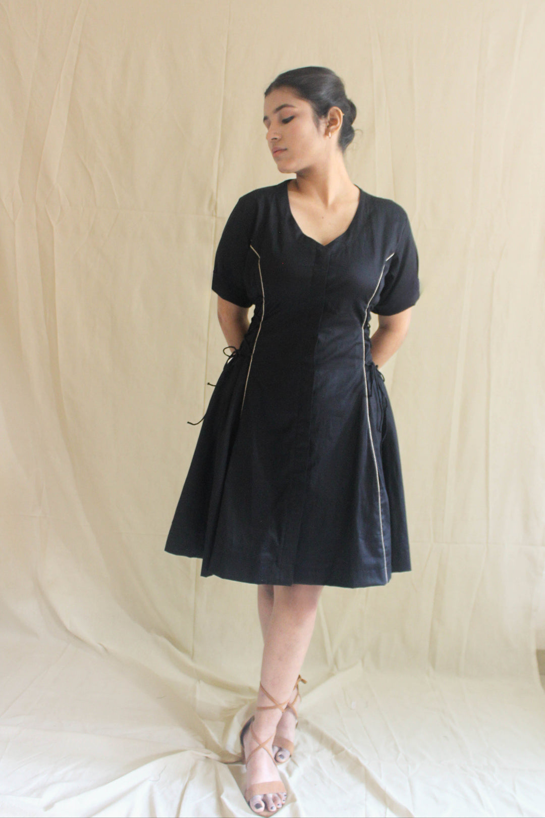 Black Timeless Side Tie-Up Dress