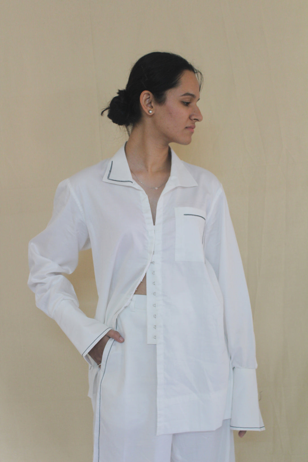 Timeless White Cuff-Bell Sleeve Shirt